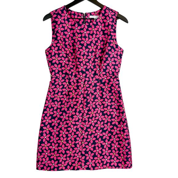 DVF Diane Von Furstenberg Floral Mini Sheath Dress Pink Navy Blue - 4 - Picture 1 of 8